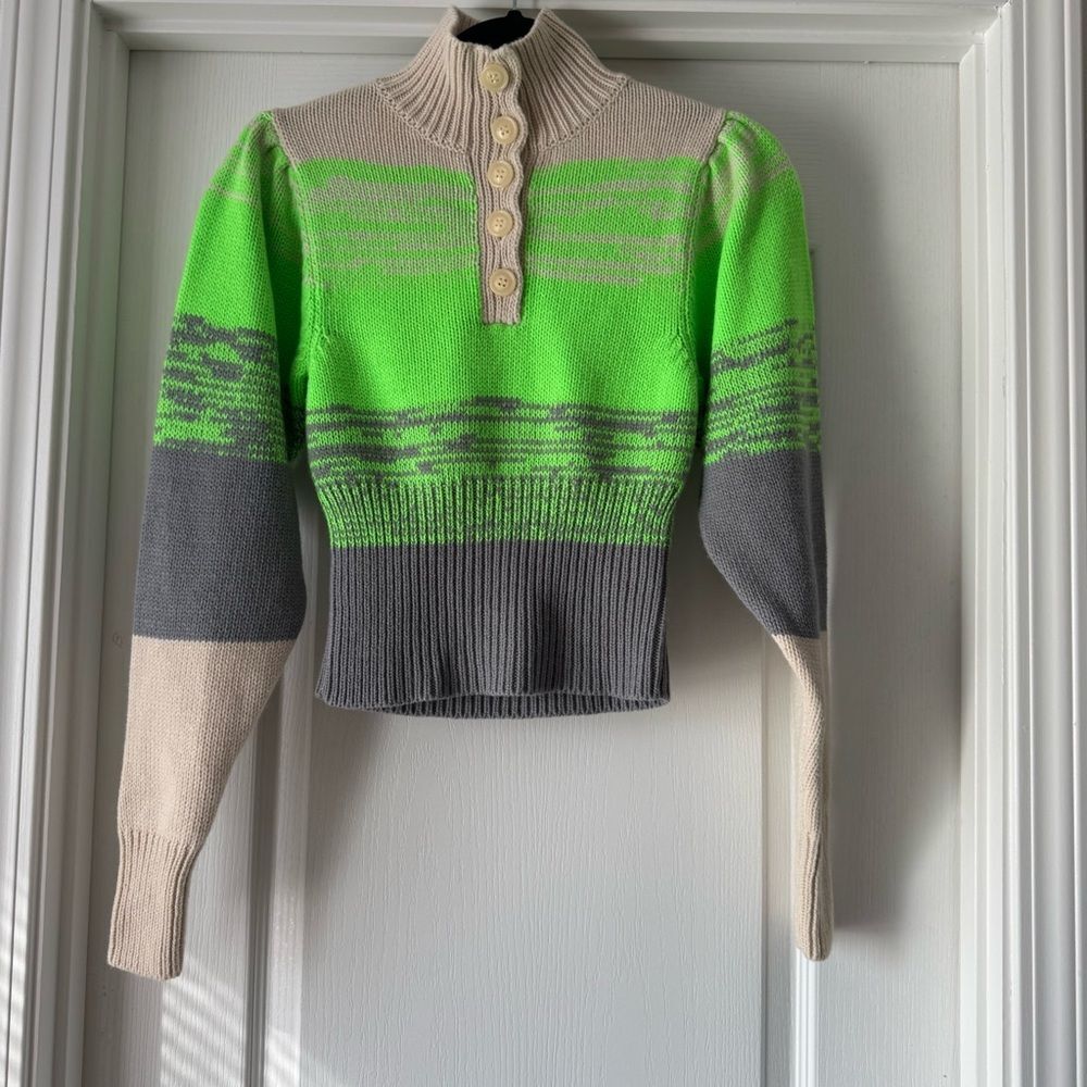 Baum und Pferdgarten Neon Green Wool Blend Sweater XS – High Neck